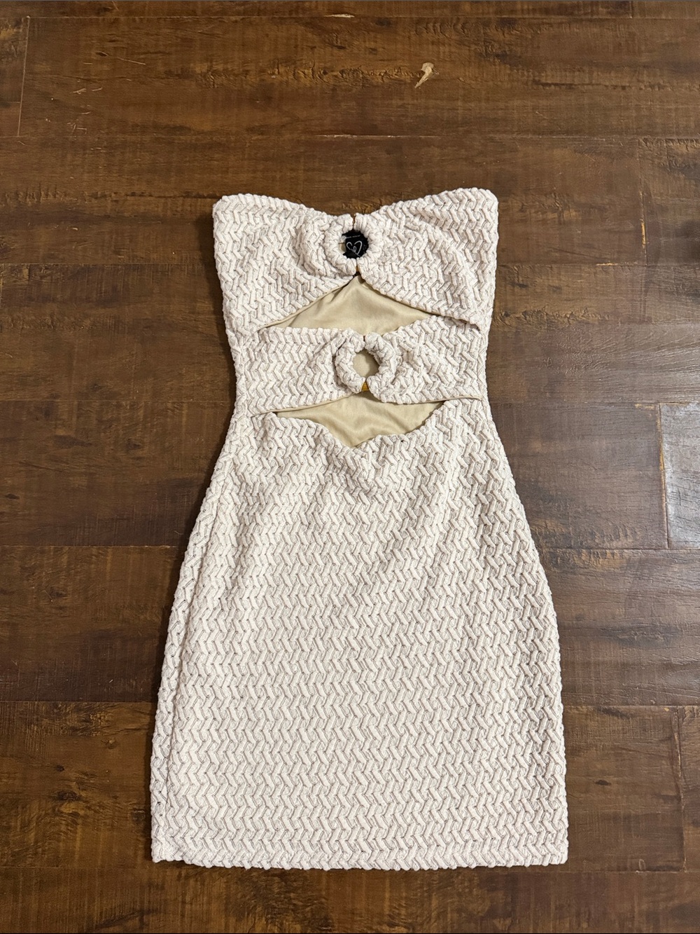 Windsor Ivory Strapless Textured Cutout Dress